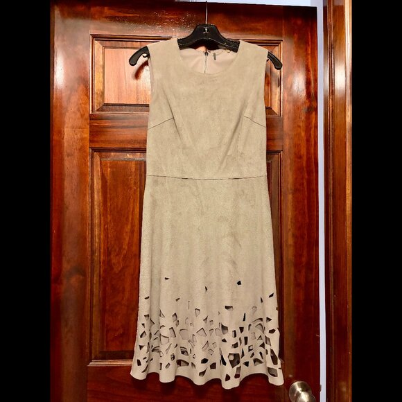Elie Tahari Dresses & Skirts - Elie Tahari — "Emily" Faux Suede Laser-Cut Hem Fit & Flare Dress (US 2)
